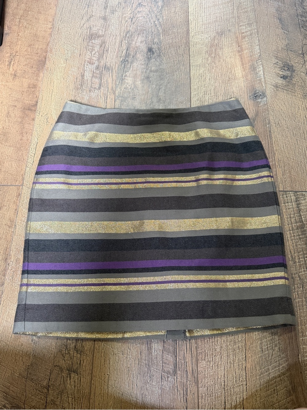 Banana Republic Striped Mini Skirt - Black, Gold & Purple